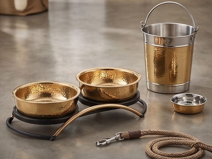 Anti-skid steel pet feeding bowls and double diners